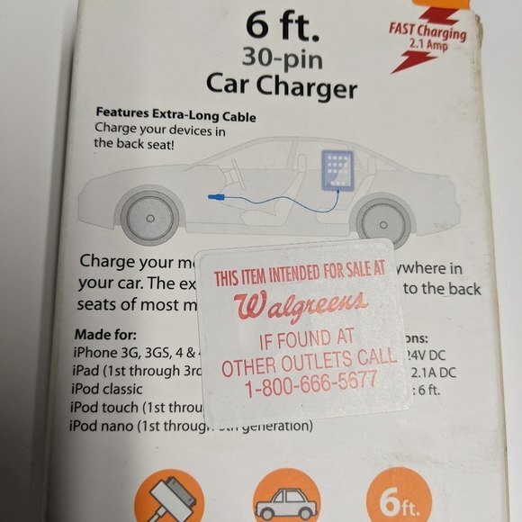 NEW Tech & Go 30-pin Car Charger for Apple Devices - Older Model Accesories - Picture 5 of 5